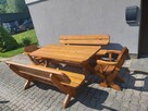 Drewniany stół malowany 2 ławki 2 fotele meble ogrodowe - 2