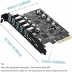 Adapter Kontroler Karta rozszerzeń HUB USB3.0 USBC PCI PCIe - 8