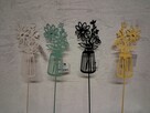 Ozdoba metalowa na szpikulcu KWIATY w wazonie 38 cm - 2