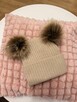 Czapki dziecięce biała beżowa z pomponami jesień zima 1-2lat - 3