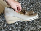 Ażurowe beżowe półbuty 40 na koturnie mokasyny - 6