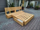 Promocja łóżko drewniane na wzór palet z szufladami - 3