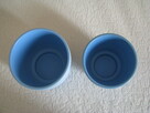 Piękne karbowane ceramiczne niebieskie doniczki – osłonki - 3