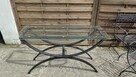 Konsola metalowa 140 cm stolik ze szkłem metaloplastyka - 3
