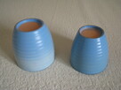 Piękne karbowane ceramiczne niebieskie doniczki – osłonki - 6