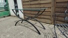 Konsola metalowa 140 cm stolik ze szkłem metaloplastyka - 5