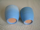 Piękne karbowane ceramiczne niebieskie doniczki – osłonki - 5