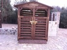 Zabudowa na kosz 1,8 x 0,9m z dachem dwuspadowym, dwie furtki - 2