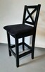 czarny drewniany hoker kuchenny krzesła barowe 60cm - 3