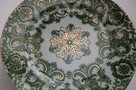 Talerze vintage deserowe zielone chińska porcelana złocenia - 4