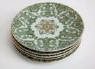 Talerze vintage deserowe zielone chińska porcelana złocenia - 2
