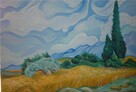Obraz olejny Vincent van Gogh Pole pszenicy z cyprysami - 1