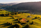 Panoramiczny widok na Beskid Wyspowy, droga dojazdowa, pod T - 6
