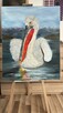 Obraz olejny na płótnie „Kędzierzawy Pelikan” (100 × 80 cm - 4
