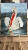 Obraz olejny na płótnie „Kędzierzawy Pelikan” (100 × 80 cm - 3