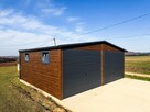 Promocja! Garaż blaszany drewnopodobny | 6x5 | profil 40x60 - 2
