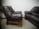 SKÓRA DĄB BRĄZOWA DĘBIE komplet 321 sofa fotel L17 - 4