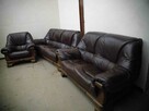 SKÓRA DĄB BRĄZOWA DĘBIE komplet 321 sofa fotel L17 - 1