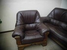 SKÓRA DĄB BRĄZOWA DĘBIE komplet 321 sofa fotel L17 - 2