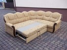 Stylowy narożnik zdobiony drewnem/sprężyny bonell/pojemnik - 5