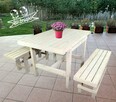 KOMPLET MEBLI DO OGRODU ZESTAW STÓŁ I DWIE ŁAWKI - 6