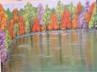 obraz Jezioro zielone, abstrakcja, pejzaż, drzewa - 2