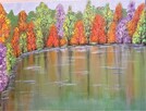 obraz Jezioro zielone, abstrakcja, pejzaż, drzewa - 5