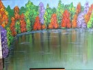 obraz Jezioro zielone, abstrakcja, pejzaż, drzewa - 3