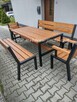 Zestaw loftowy stół ogrodowy drewniany 2 ławki 2 fotele - 8