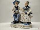 Figura porcelana szkliwiona -stan idealny Dziadkowie niebieska - 3