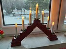 Świecznik drewniany drewna czerwony adwentowy lampki LED - 5