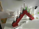 Świecznik drewniany drewna czerwony adwentowy lampki LED - 6