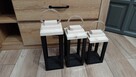 Lampiony z drewna loft komplet 3szt piękny zestaw drewno nat - 8