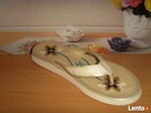 KLAPKI-JAPONKI Z HAFTEM, BEŻOWE, LATO, ROZMIAR 39 =WROCŁAW= - 5
