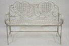 Biała ławka ogrodowa na taras stylizowana metalowa do ogrodu - 3
