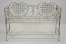 Biała ławka ogrodowa na taras stylizowana metalowa do ogrodu - 4