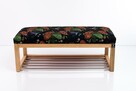 Ławeczka Pufa Tapicerowana Siedzisko Gładkie Liście Maki - 3