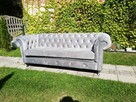 piękna sofa glamour kryształki rozkładana nogi chrom szara - 9