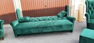 Komplet sofa fotele uszak podnóżek but zieleń chesterfield - 5