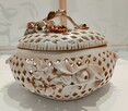 Komplet z porcelany, ręczne wykonanie ażur, róże, kolor ecri - 5