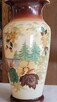 Secesyjny ręcznie malowany emalią opakowy wazon w jesiennych - 5