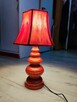 Lampa Stołowa Nocna Lampka czerwona Retro drewniana z drewna - 5