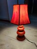 Lampa Stołowa Nocna Lampka czerwona Retro drewniana z drewna - 2