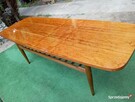 Stara Drewniana ława PRL Jamnik długi połysk 137cm (drabinka - 2
