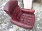 Fotel na kółkach fotele PRL imitacja skóra wiśnia - 3