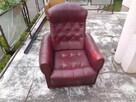 Fotel na kółkach fotele PRL imitacja skóra wiśnia - 2