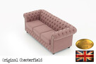 Chesterfield sofa 3 os z materialu Pitch roz - 4