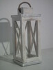 Lampion Świecznik drewniany 45cm Biały Przecierany - 1
