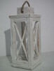 Lampion Świecznik drewniany 45cm Biały Przecierany - 6