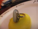 stary pierścionek z białym agatem - srebro - 2